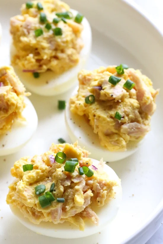 These Tuna Stuffed Deviled Eggs are perfect to pack for lunch or serve as an appetizer!