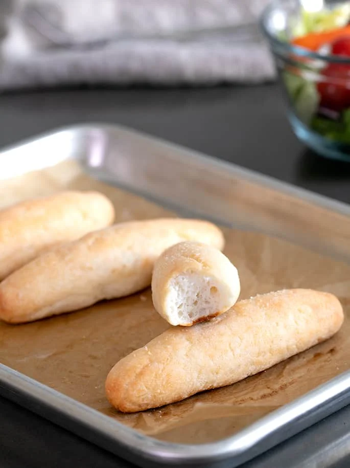 This recipe for soft and tender Weight Watchers gluten free breadsticks is made with gluten free flour, baking powder, salt, and Greek yogurt, but tastes like yeast bread.