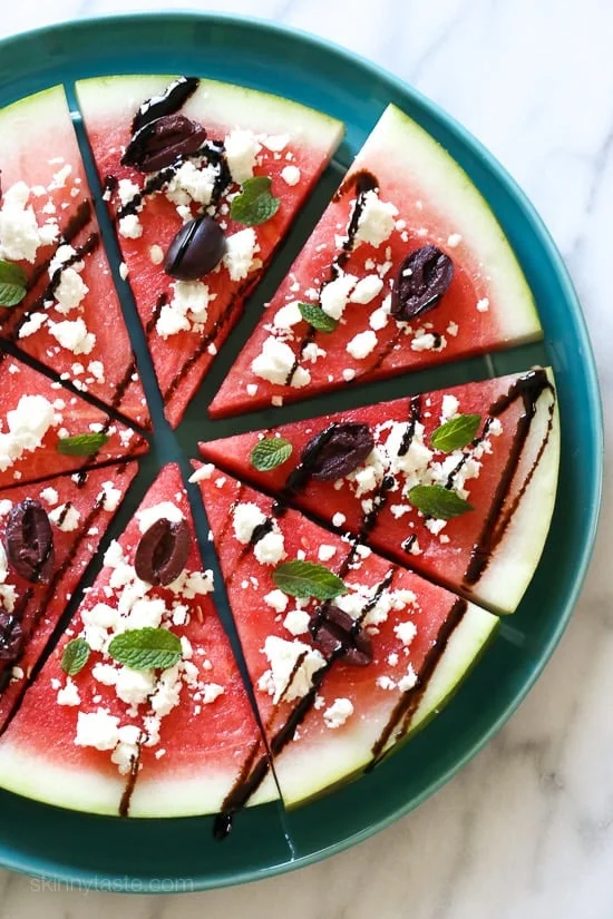 Watermelon “Pizza” with Feta and Balsamic