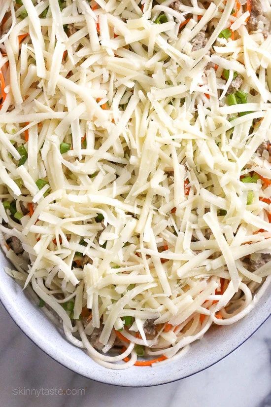 This spiralized turnip, carrot and potato au gratin casserole is baked with turkey in a light cream sauce finished with grated Gruyere cheese – a dish worthy for your Holiday table.