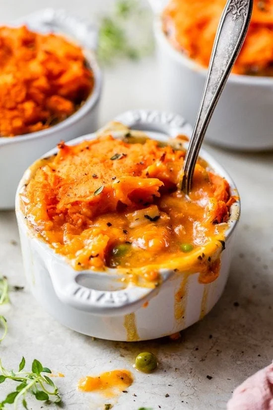 Turkey Pot Pie with Sweet Potato Topping