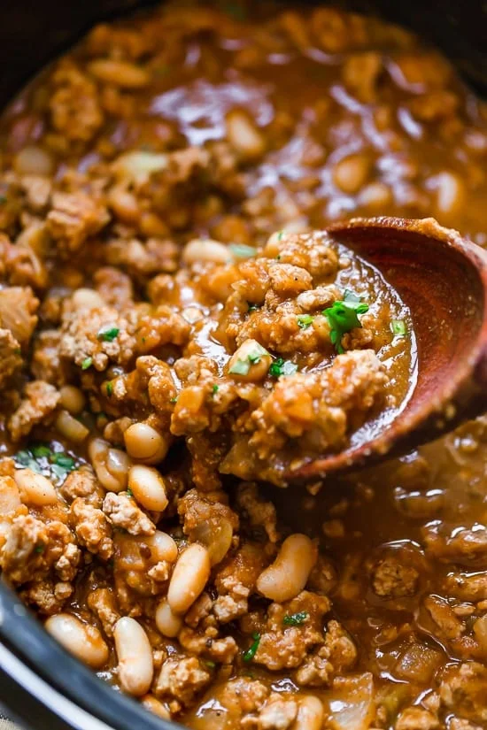 White Bean Pumpkin Turkey Chili (Slow Cooker or Instant Pot)