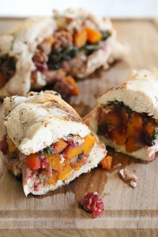 Butternut Stuffed Turkey Tenderloin with Cranberries and Pecans