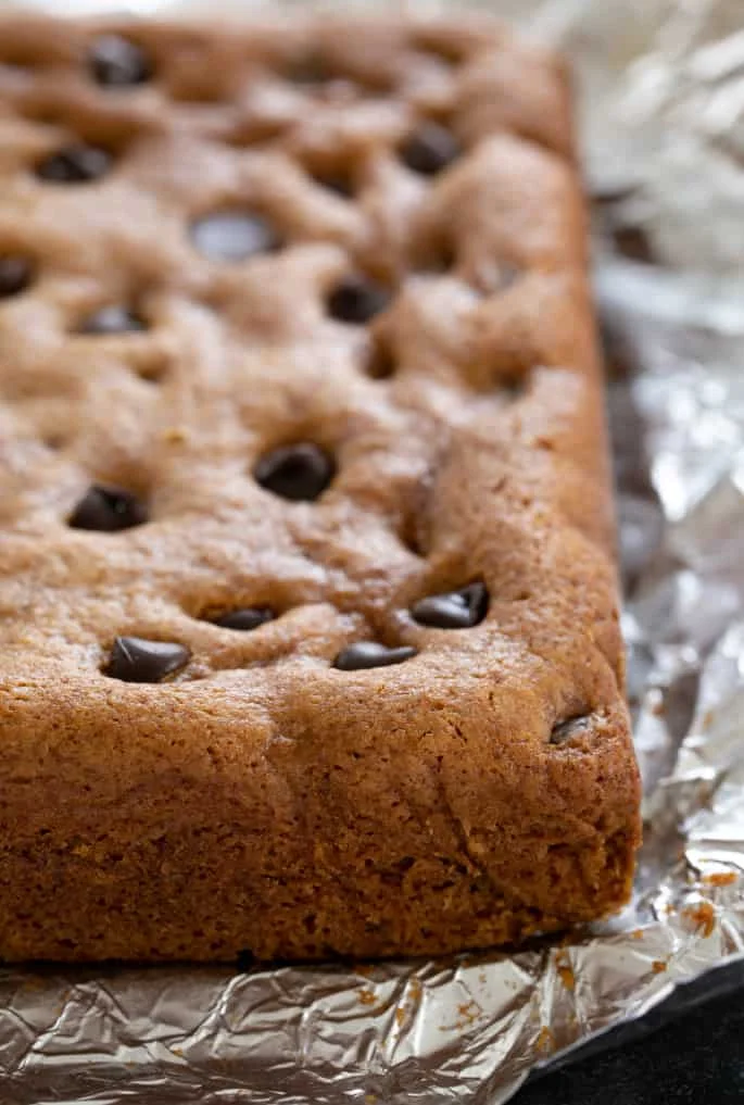 Uncut gluten free pumpkin chocolate chip squares