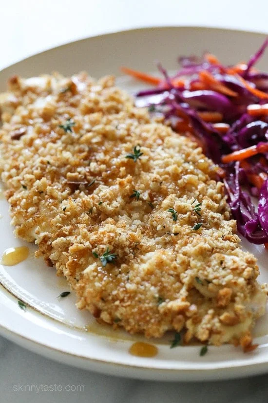 Waffle Crusted Chicken with Spicy Maple Sauce