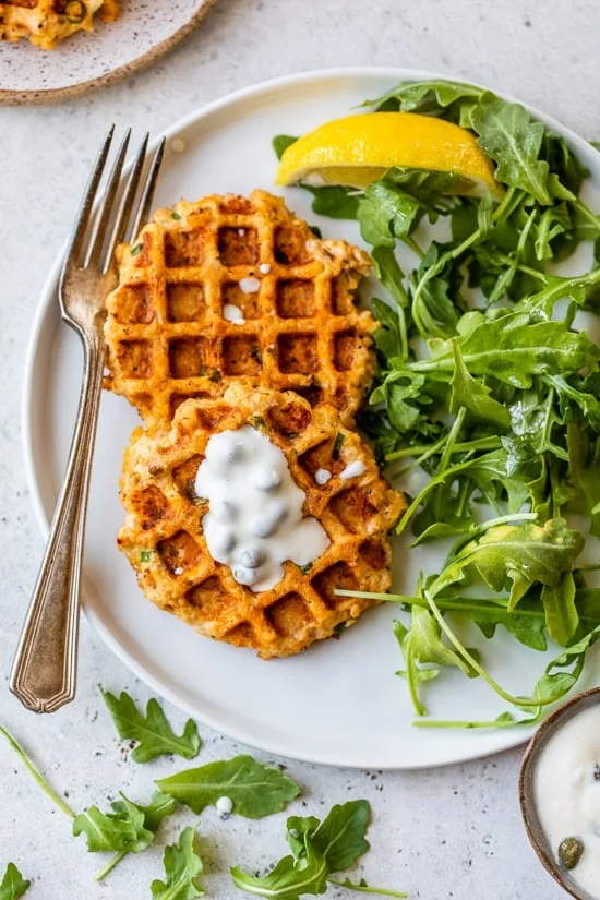 Easy (10-minute) Waffled Salmon Cakes
