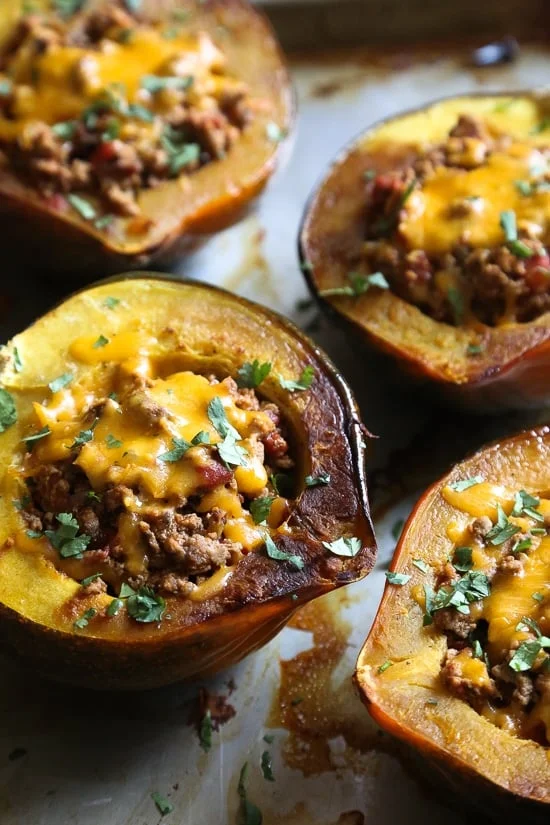Stuffed Acorn Squash With Turkey Chili