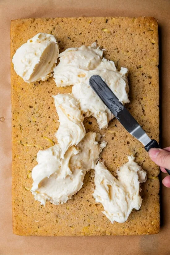 When the cake is cool, frost the cake