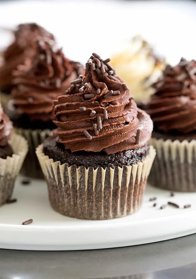 Perfect Gluten Free Chocolate Cupcakes | Whipped Ganache Frosting