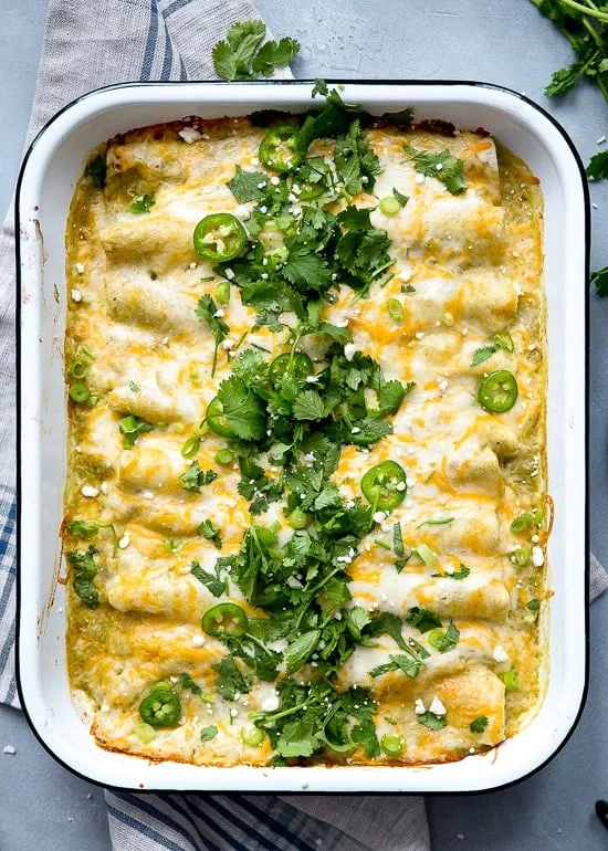 Chicken and White Bean Enchiladas with Creamy Salsa Verde