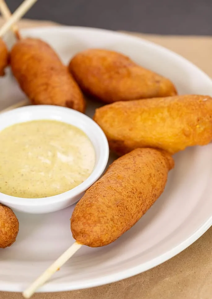 Gluten Free Corn Dogs + Corn Fritters
