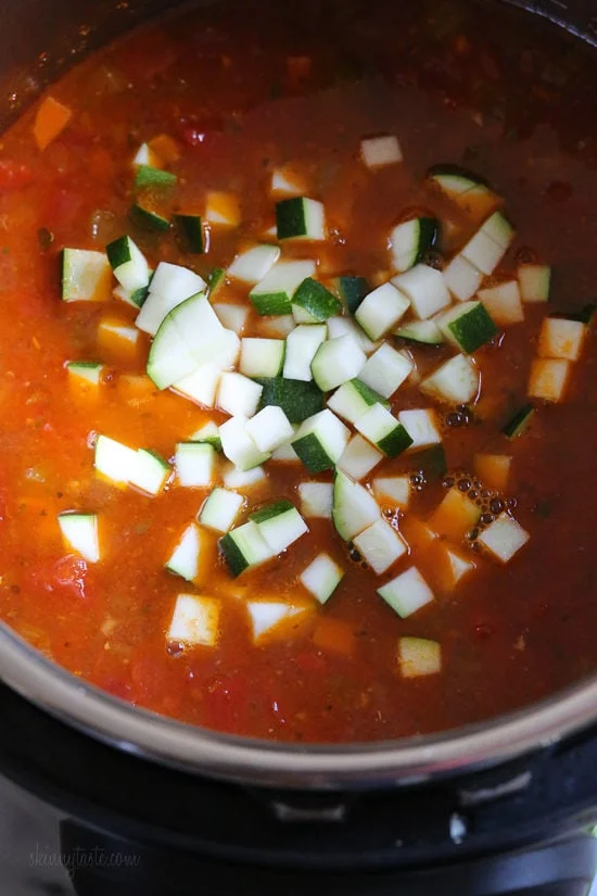 Zucchini added to turkey meatball soup
