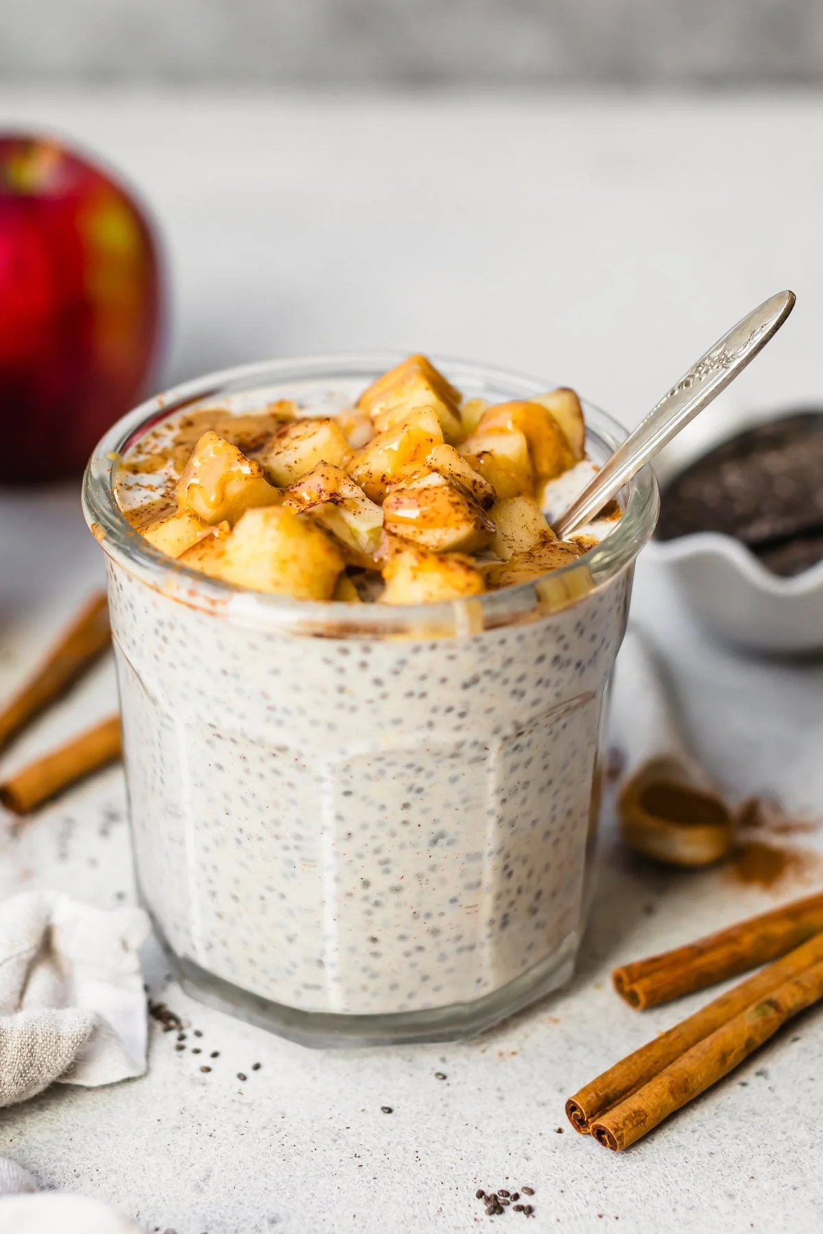 Apple Chia Pudding and Peanut Butter
