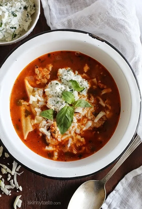 Bowl of lasagna soup