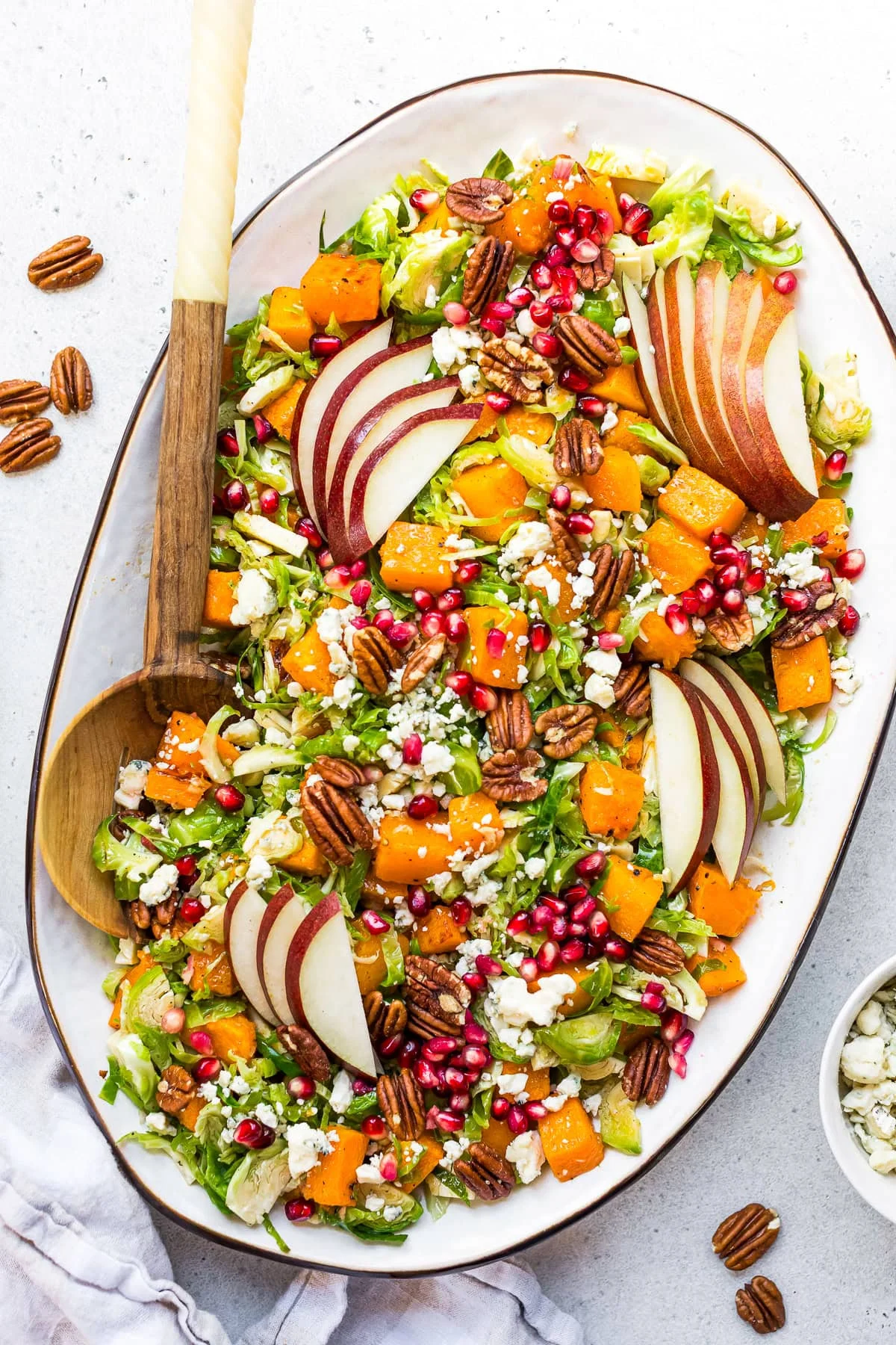 Butternut Squash Salad with Brussels Sprouts, Pears, and Maple Dijon Vinaigrette