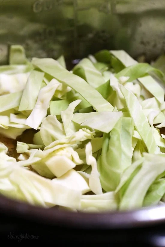Cabbage in pot for ham soup