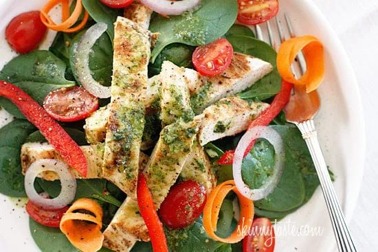 Grilled Chicken and Spinach Salad with Balsamic Vinaigrette