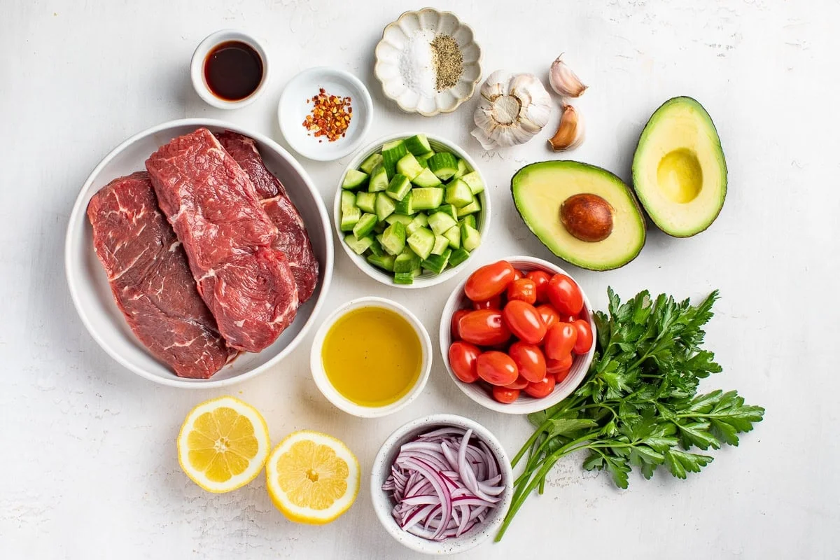 Chopped Chimichurri Steak Salad ingredients