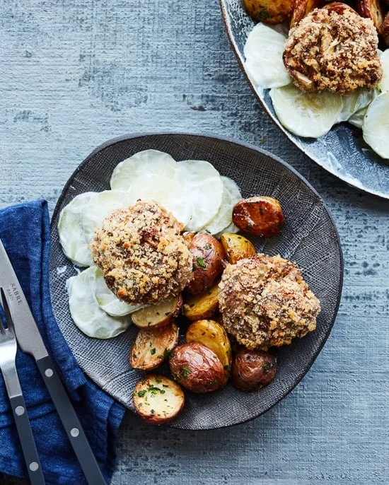 Dad’s Czech Meat Patties with Potatoes and Cucumber Salad