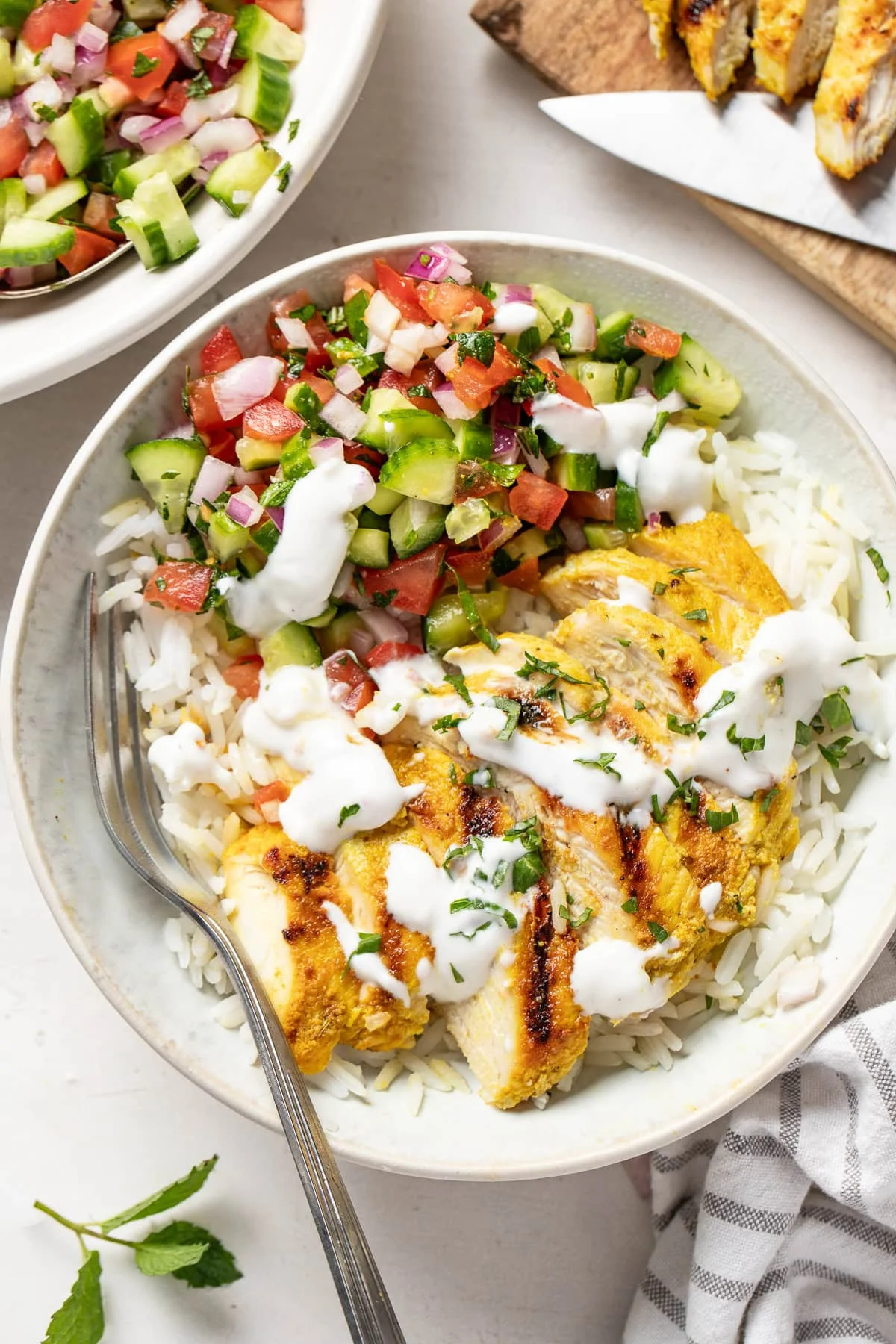 Feta Brined Chicken Bowls with Shirazi Salad