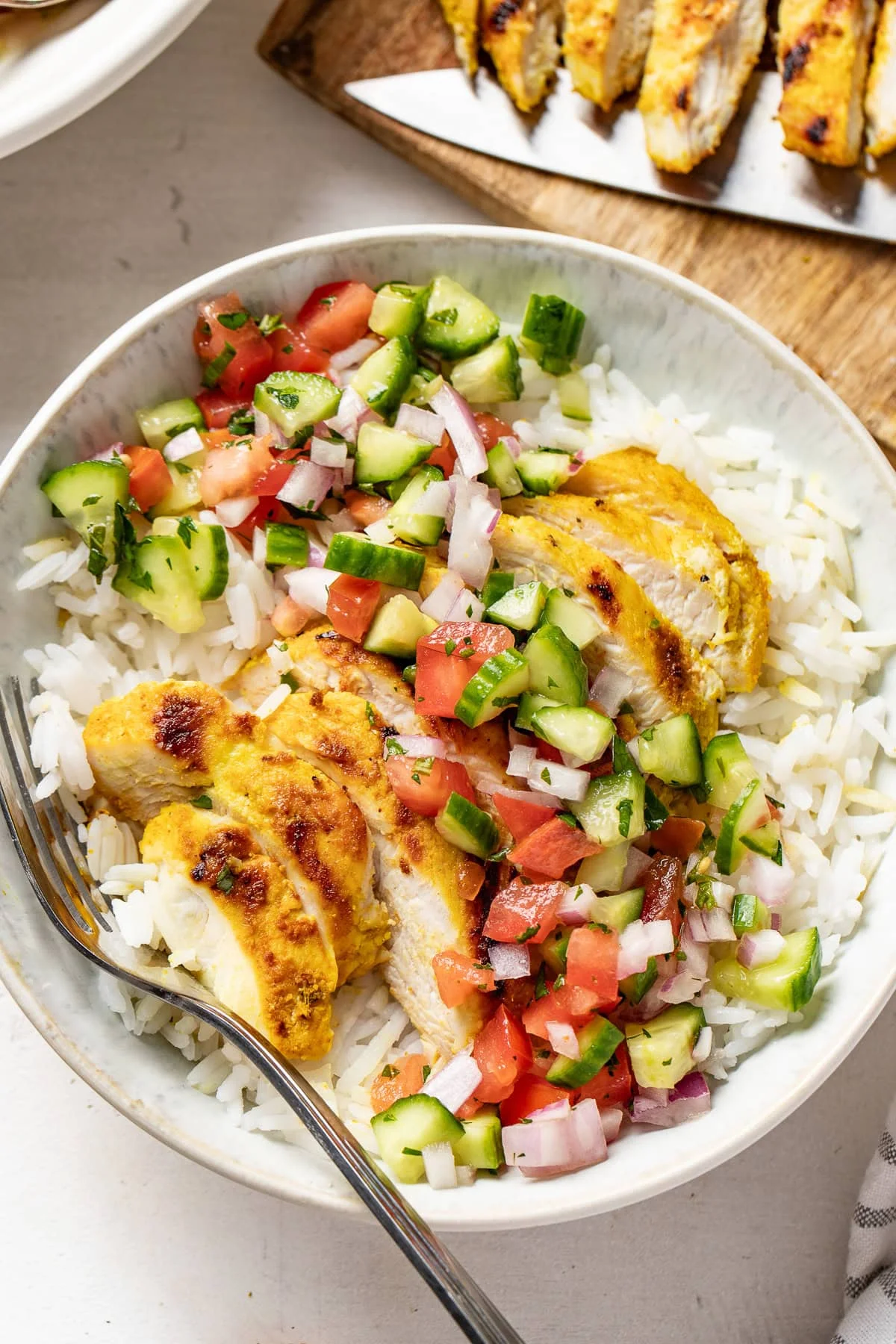 Feta-Brined Chicken Bowls with Salad Shirazi
