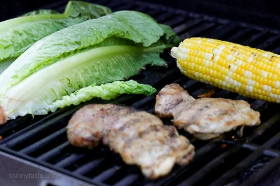 Grilled Romaine, Chicken and Corn Salad with Salsa Vinaigrette-3