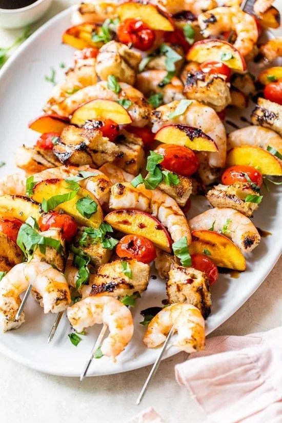 Grilled Shrimp Panzanella Skewers