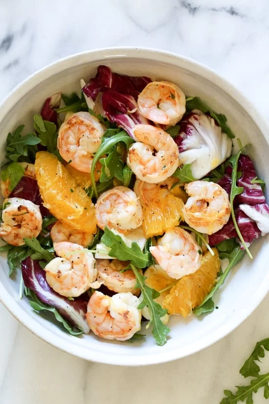 Grilled Shrimp Salad with Orange, Endive, and Radicchio