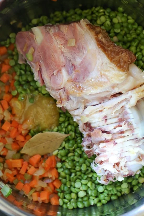 Ham bone, split peas, and carrots in the Instant Pot
