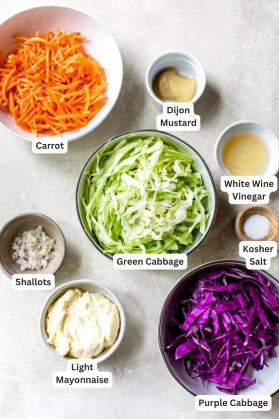 Ingredients for Coleslaw Recipe.
