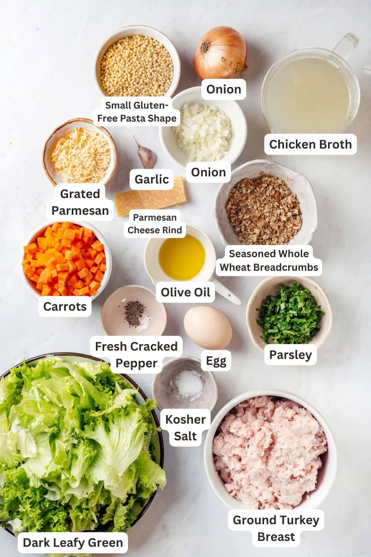 Ingredients for Italian Wedding Soup.