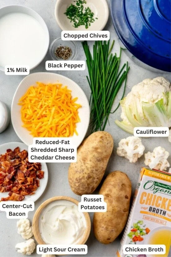 Ingredients for Loaded Baked Potato Soup.