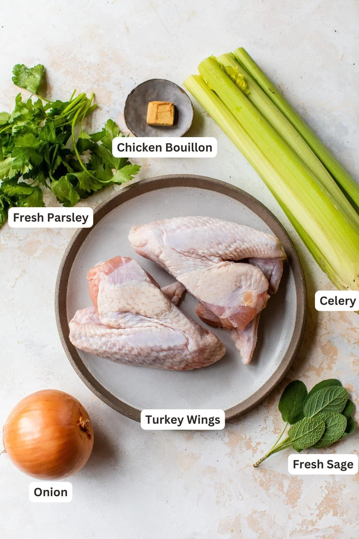 Ingredients for Turkey Stock for Gravy.