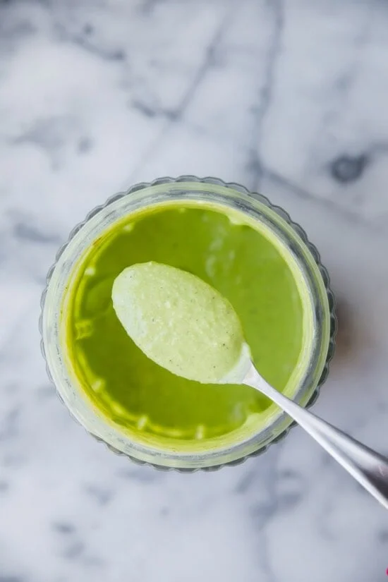 Make the basil feta dressing