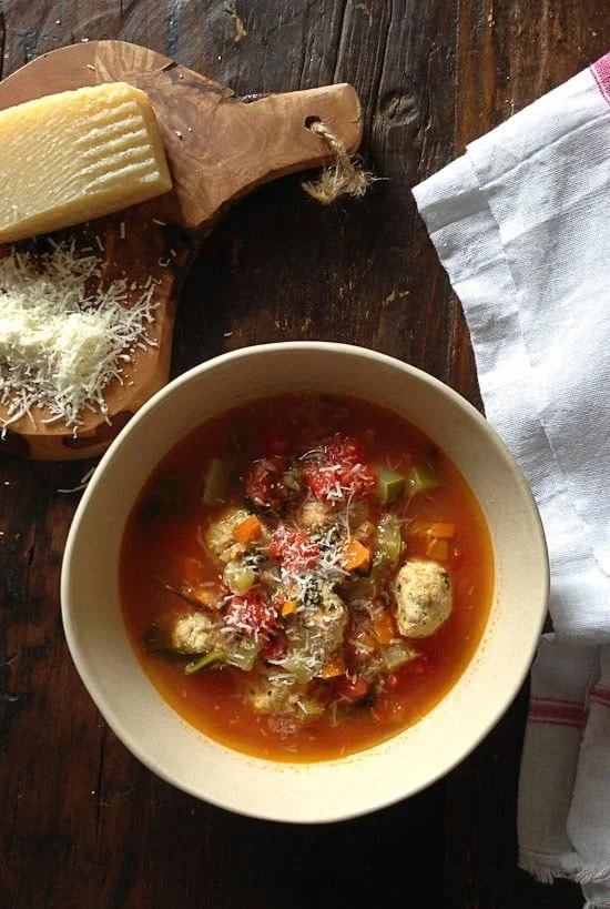 Mini Turkey Meatball Vegetable Soup is kid-friendly and perfect to warm up to on a chilly autumn night.