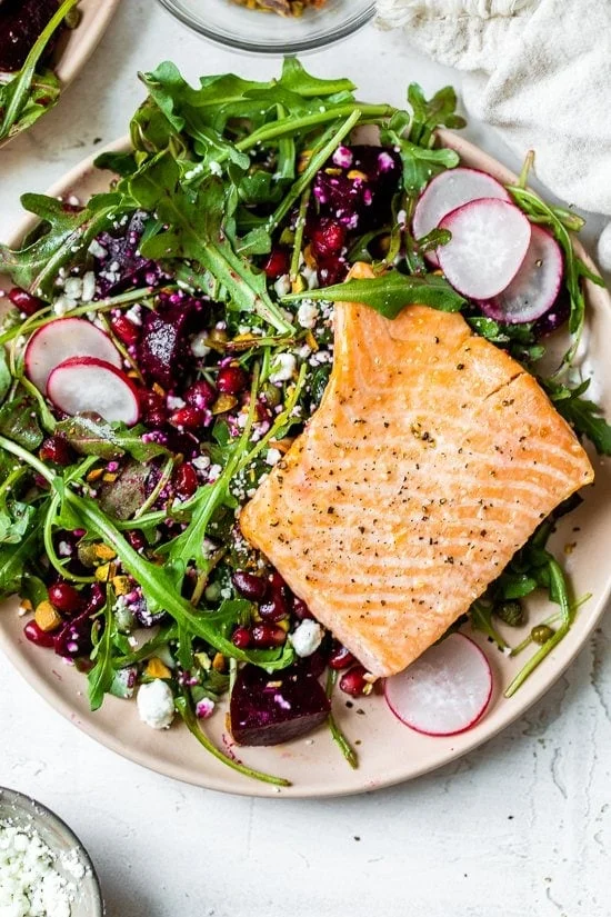 Salmon, Beet, and Arugula Salad