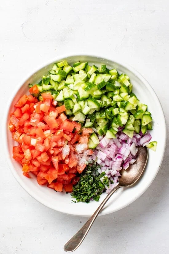 Shirazi Salad ingredients