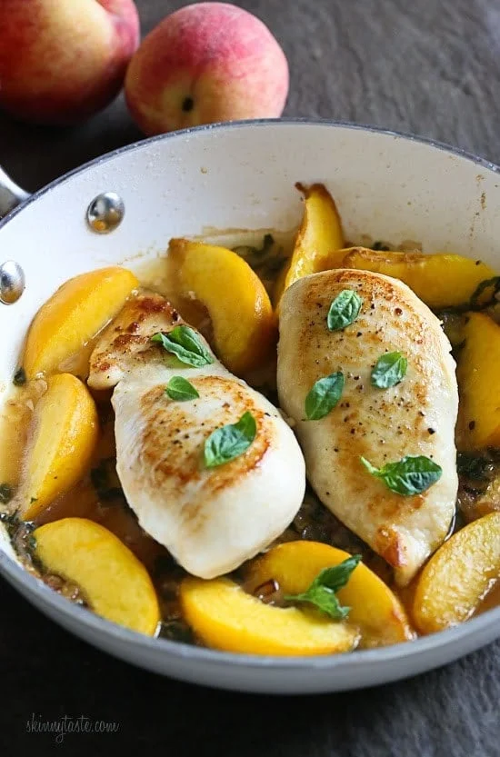 Skillet Basil-Peach Chicken Breasts