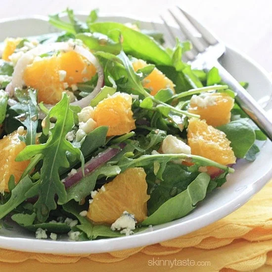 Orange and Arugula Salad with Red Onion and Gorgonzola