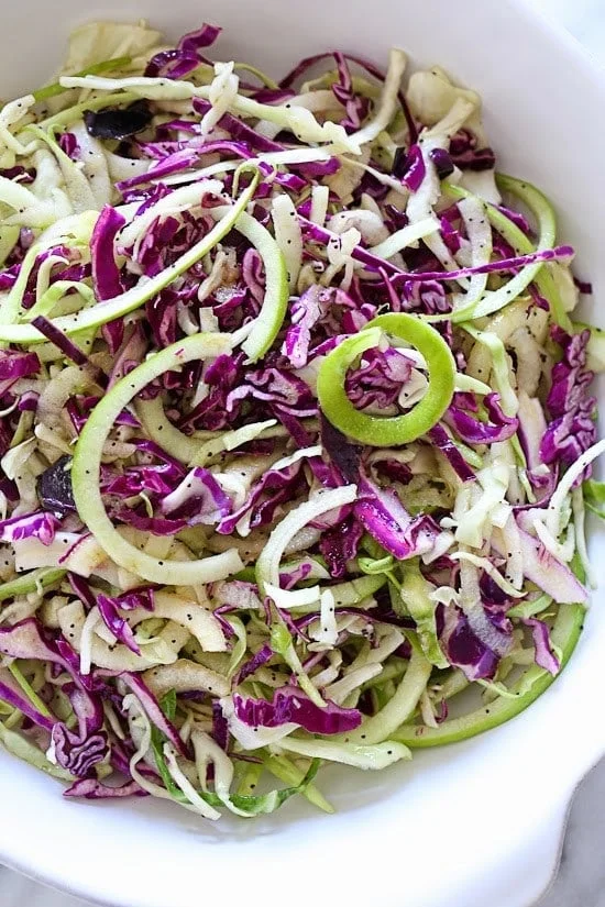 Spiralized Apple and Cabbage Slaw – a quick and easy side dish!