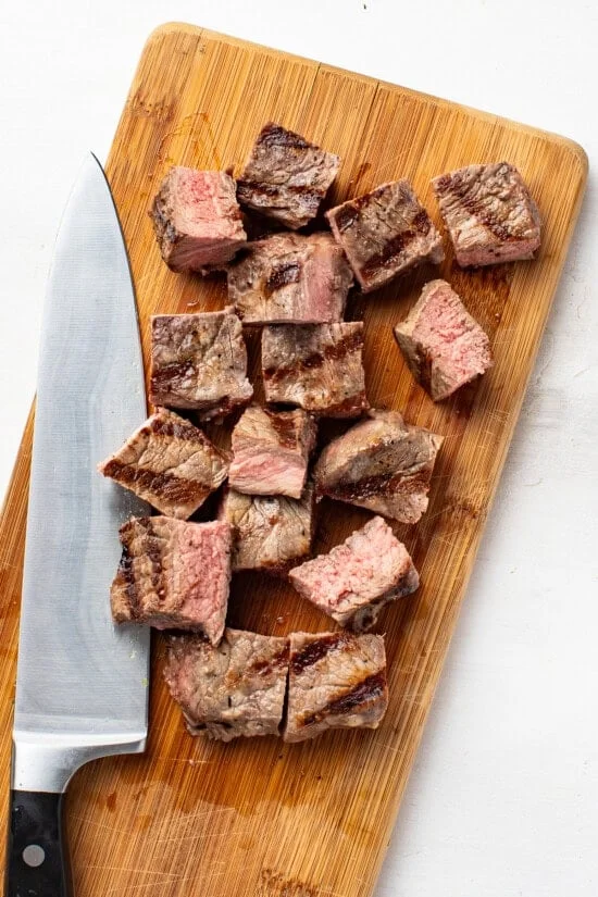 steak cut into cubes