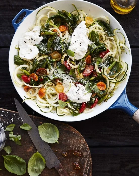 Summer Veggie Zucchini Noodles with Burrata