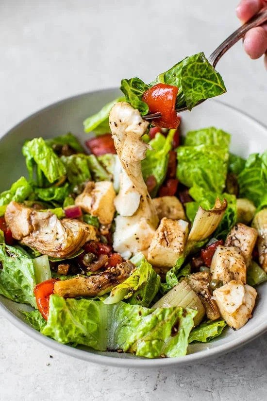 warm salad with fresh mozzarella