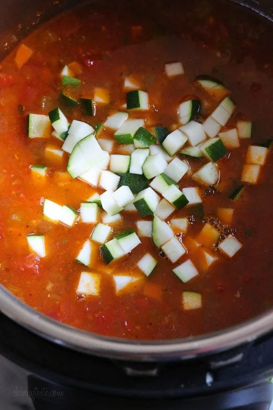 Zucchini added to turkey meatball soup
