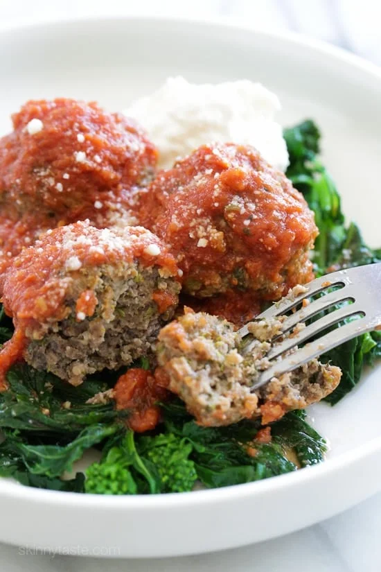 Slow Cooker Beef Meatballs with Broccoli Rabe
